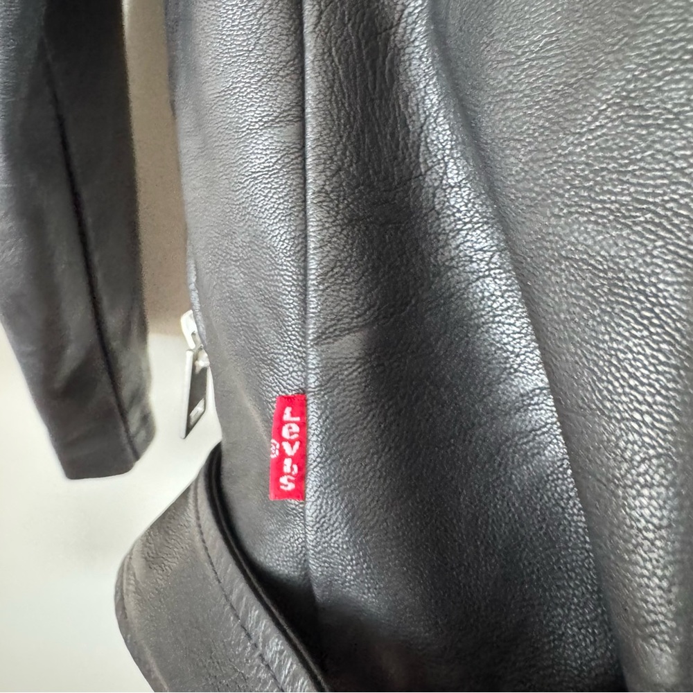 Levi’s Hoodie Faux Leather Moto Oversized Belted Jacket - Picture 11 of 12